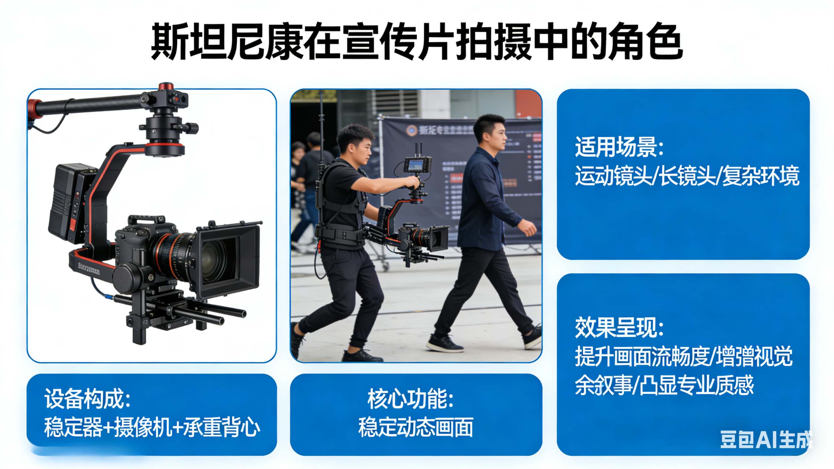 斯坦尼康在宣传片拍摄当中的角色